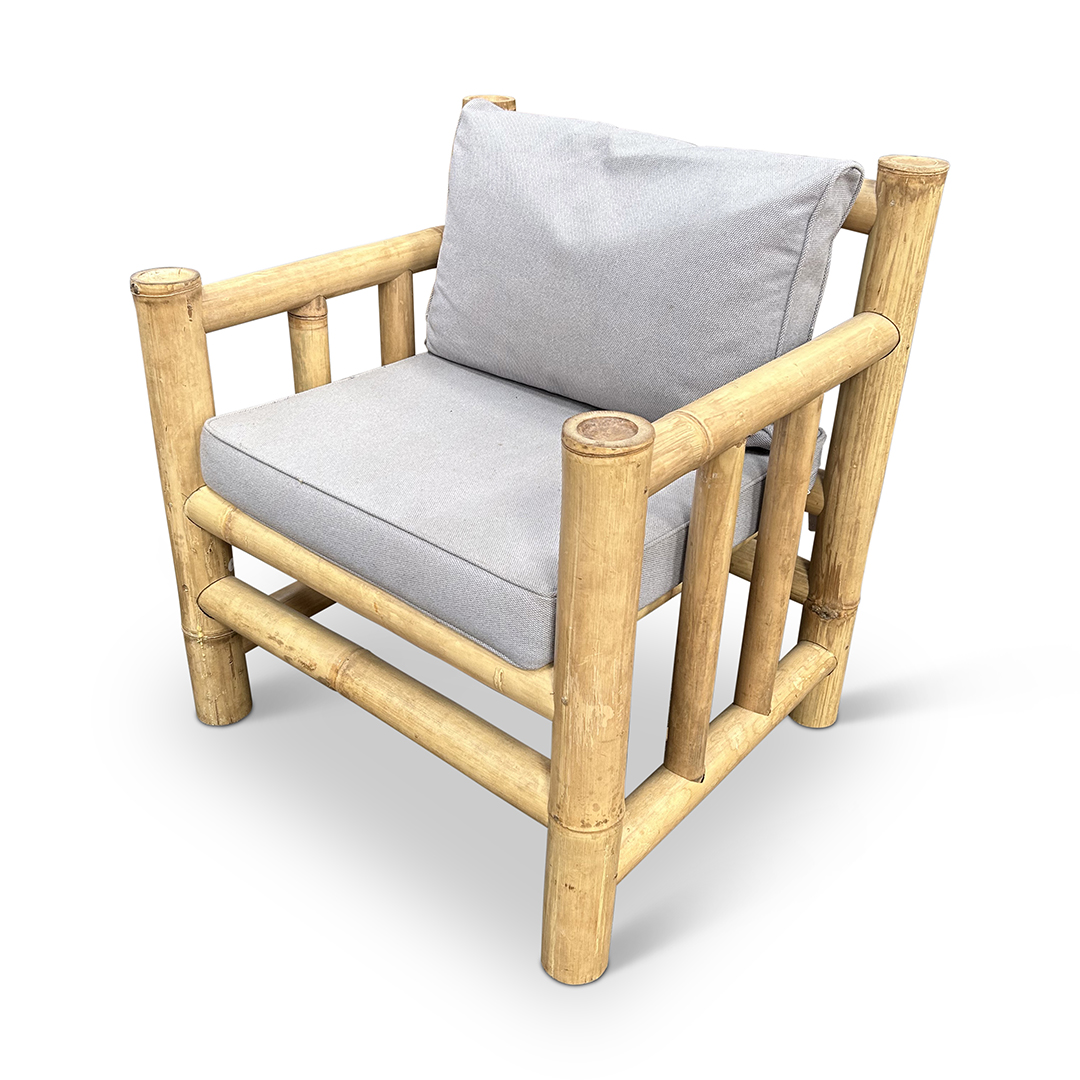 Bamboo garden chairs set Eve - Natural / Light gray - Eviro Bamboo