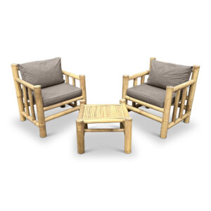 Bamboo garden chair set Eve - Natural / Taupe - Eviro Bamboo