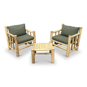Bamboo garden chairs set Eve - Natural / Dark Green - Eviro Bamboo