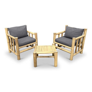 Bamboo garden chairs set Eve - Natural / Dark gray - Eviro Bamboo