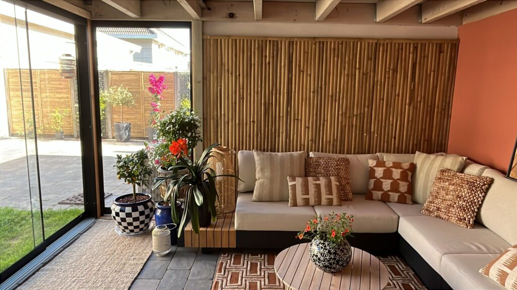 Bamboe schutting Stripe - 90 x 180 cm - Naturel - Verticale latten - Eviro Bamboe