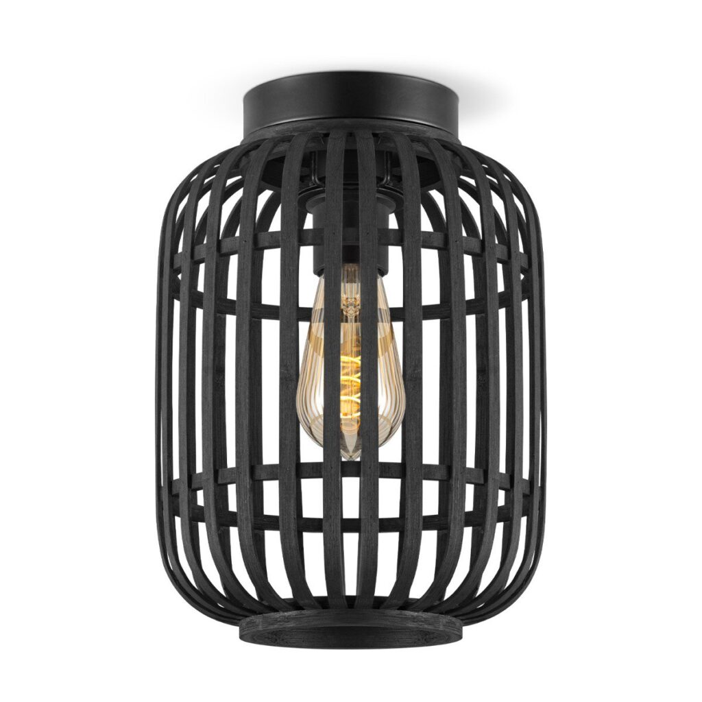 Bamboo ceiling lamp - Black - Ø21,5 x 21,5 x 30 cm