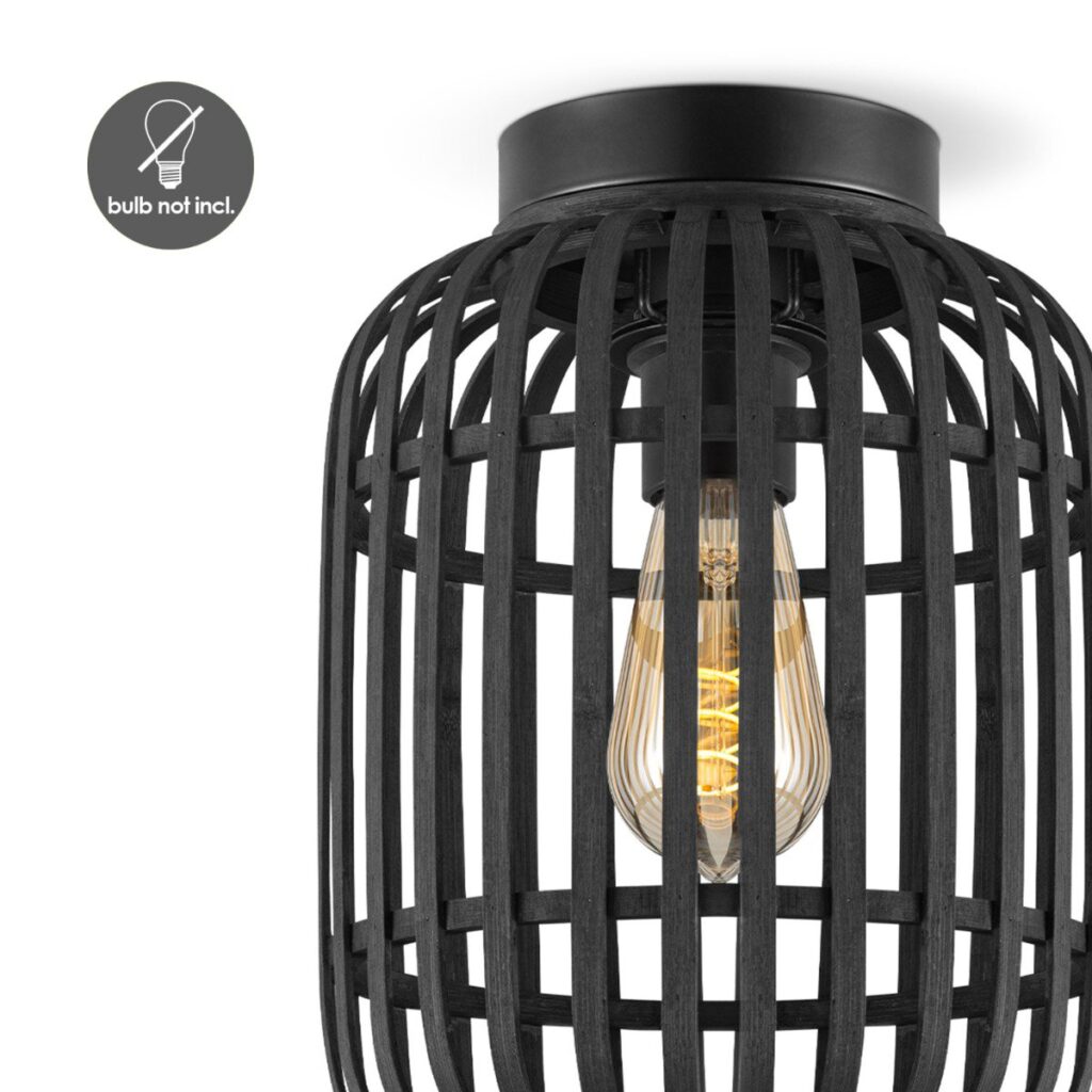 Bamboo ceiling lamp - Black - Ø21,5 x 21,5 x 30 cm