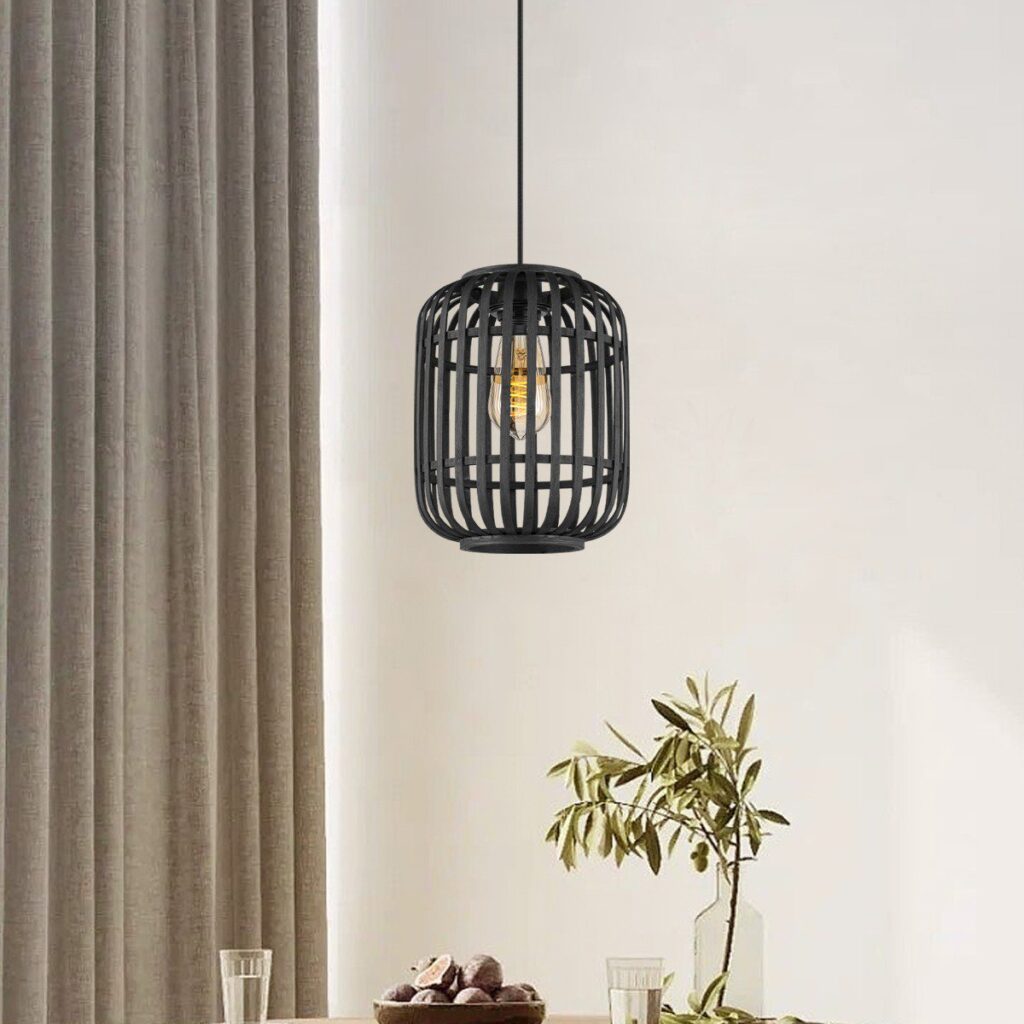 Bamboo hanging lamp - Black - Ø21.5 x 131 cm (WxH)