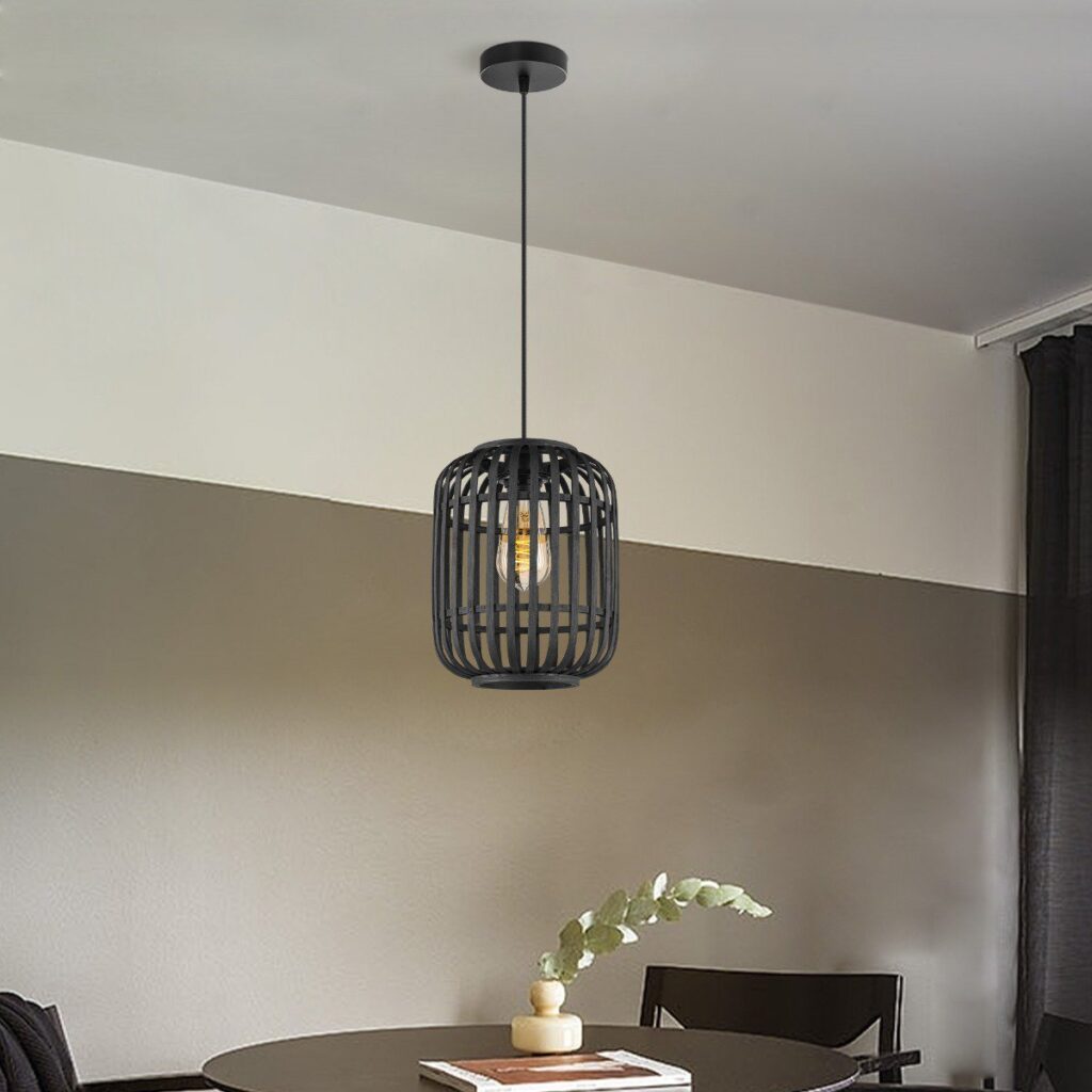 Bamboo hanging lamp - Black - Ø21.5 x 131 cm (WxH)
