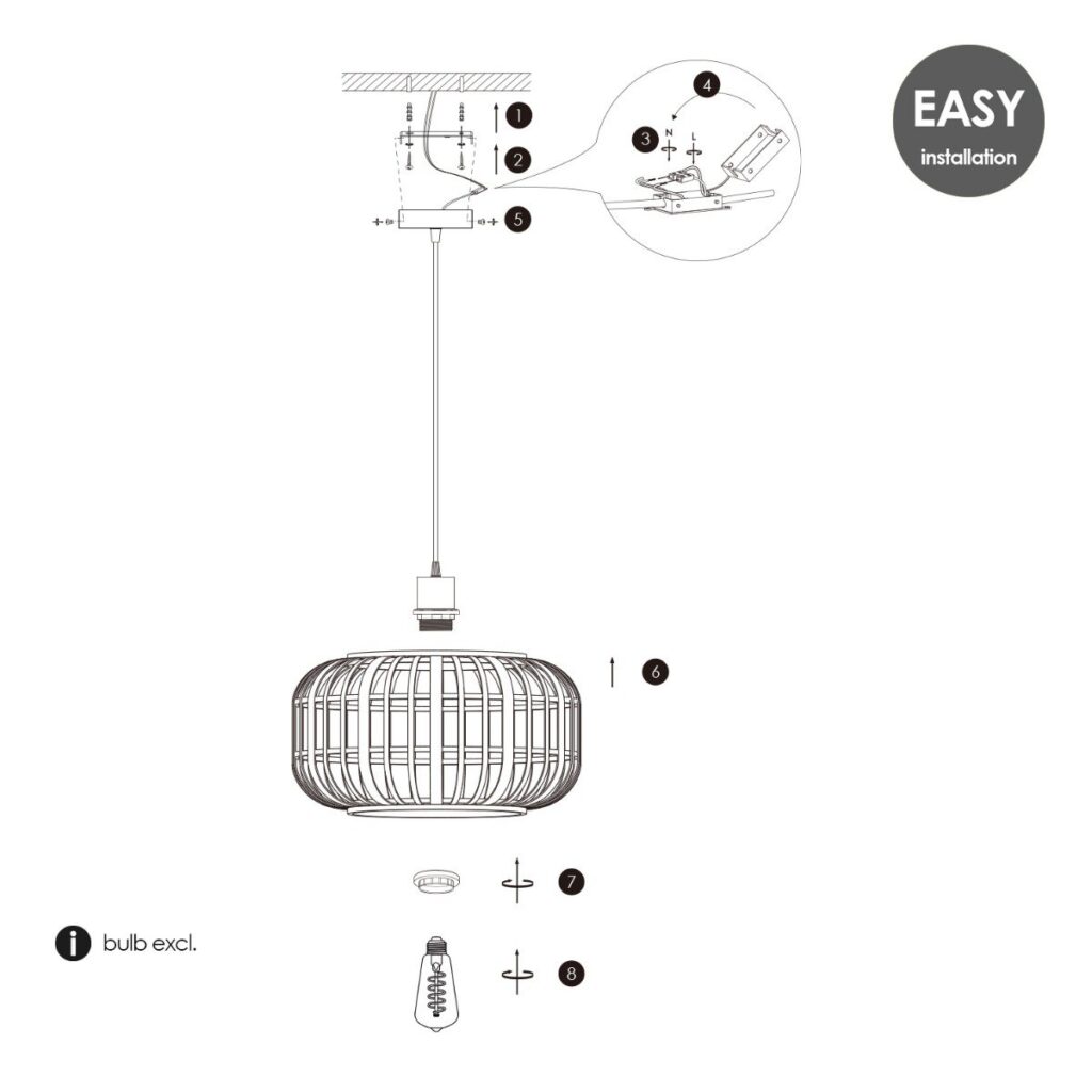 Bamboo pendant lamp - Natural - Ø40 x 126 cm (WxH)
