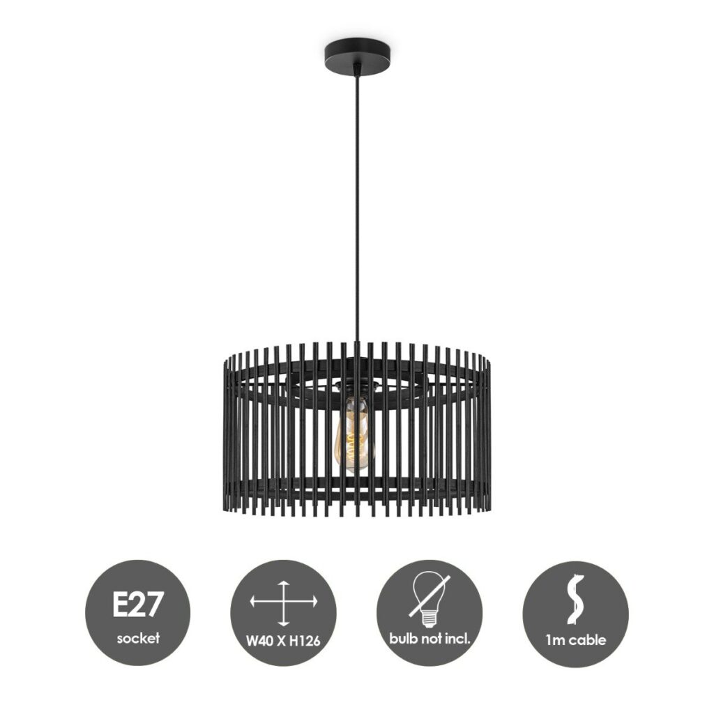 Bamboo hanging lamp - Black - Ø40 x 126 cm (WxH)