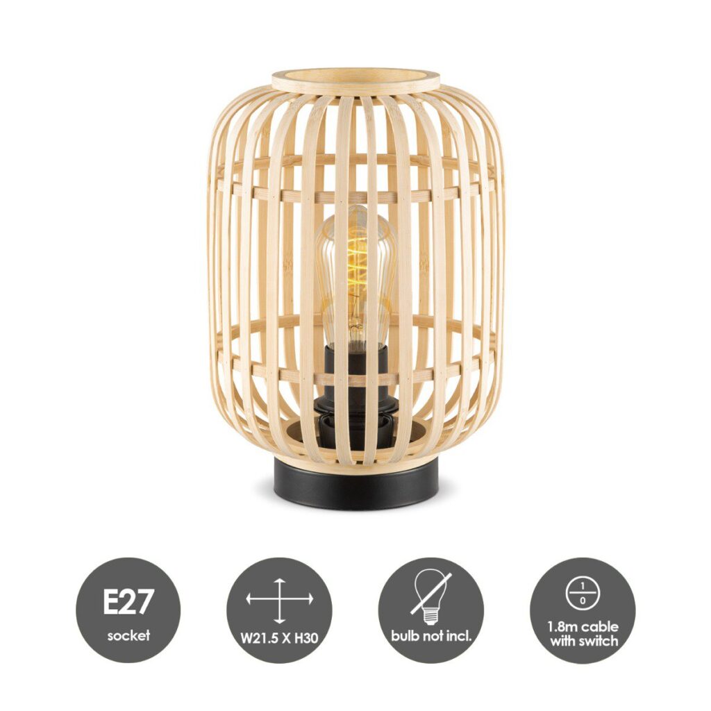 Bamboo table lamp - Natural - Ø21,5 x 30 cm