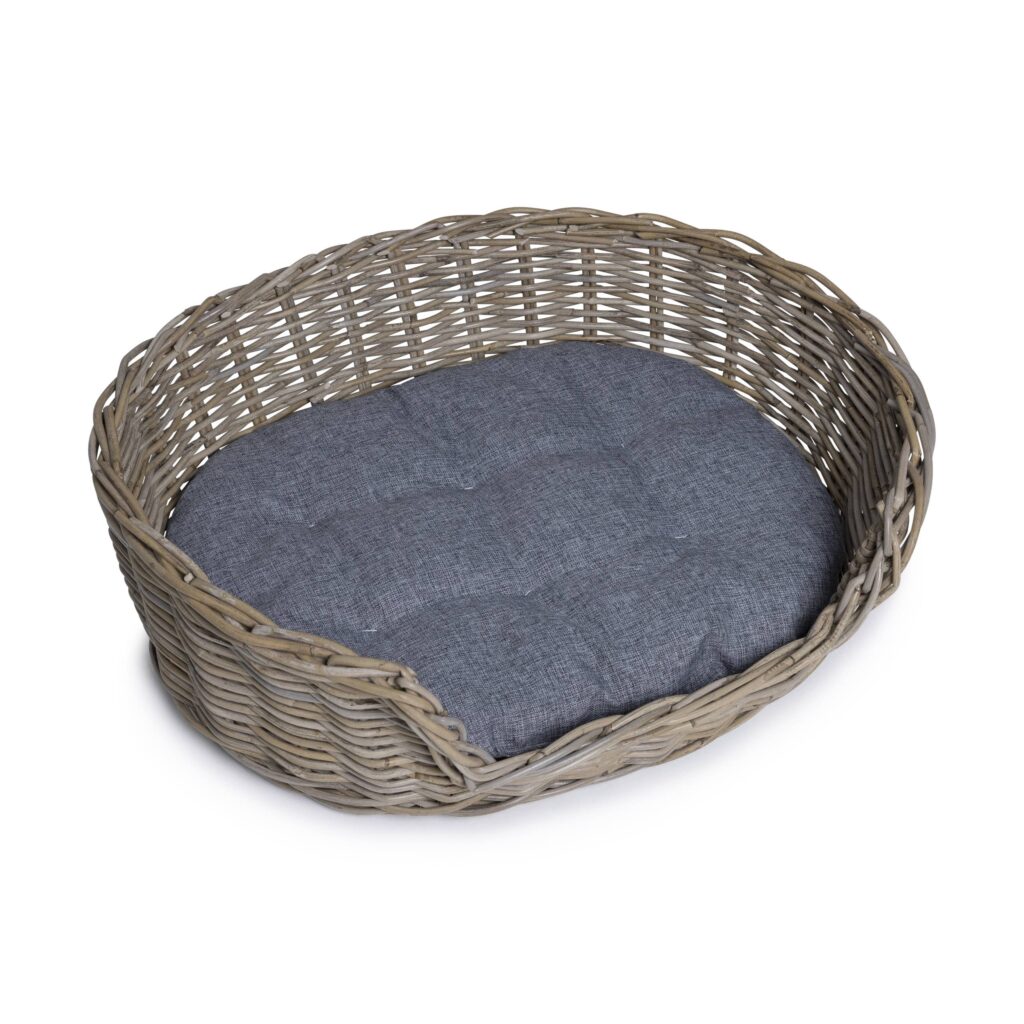 Rattan Dog Basket Oval - 70 cm long - Natural Gray - PVB Collection