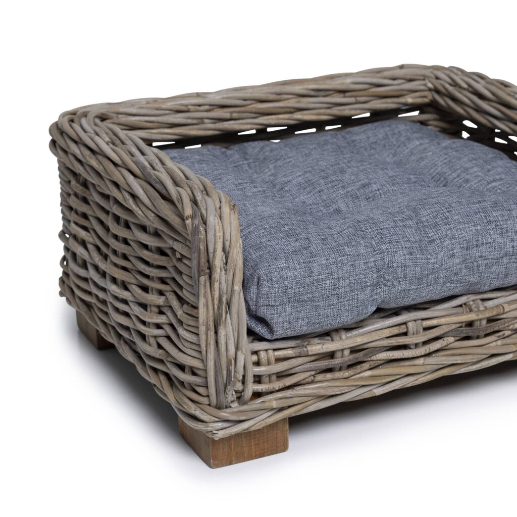 Rattan Dog Basket Rectangle - 50 cm long - Natural Gray - PVB Collection