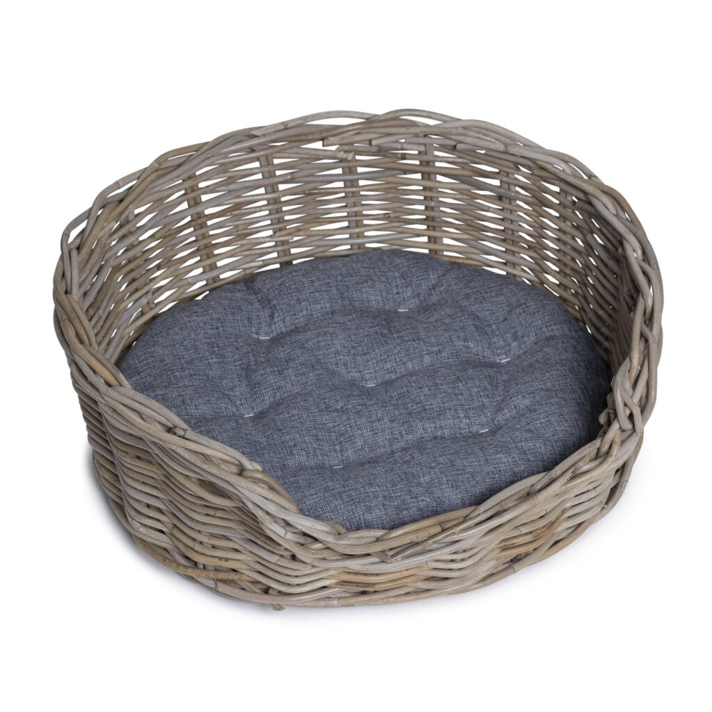 Rattan Dog Basket Oval - 50 cm long - Natural Gray - PVB Collection