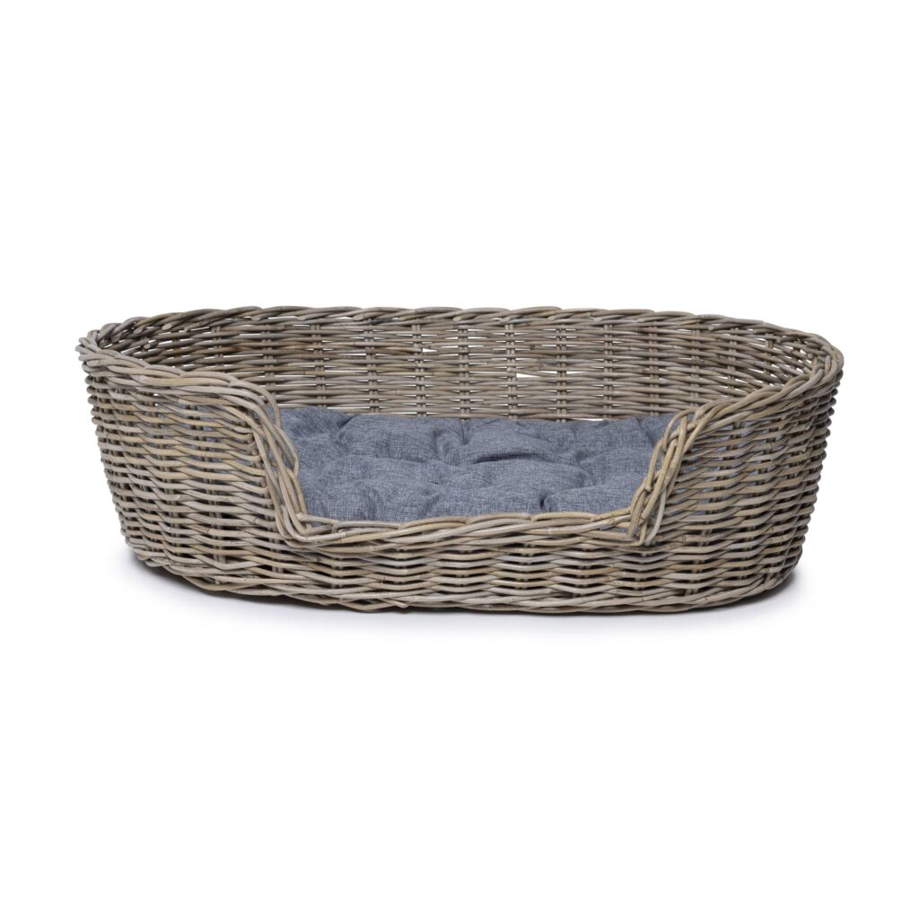 Rattan Dog Basket Oval - 90 cm long - Natural Gray - PVB Collection