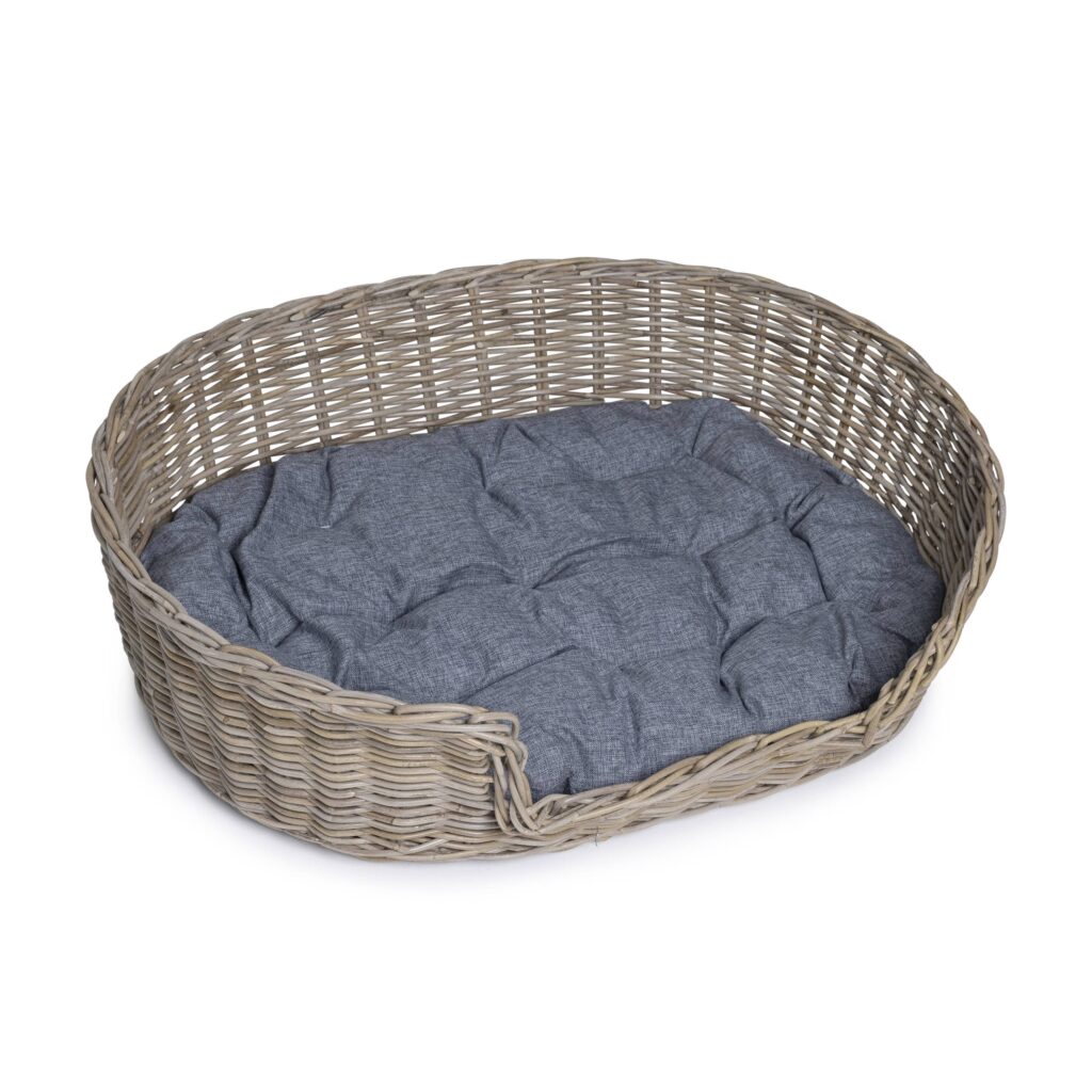 Rattan Dog Basket Oval - 90 cm long - Natural Gray - PVB Collection