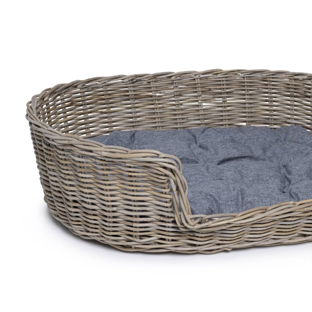 Rattan Dog Basket Oval - 90 cm long - Natural Gray - PVB Collection