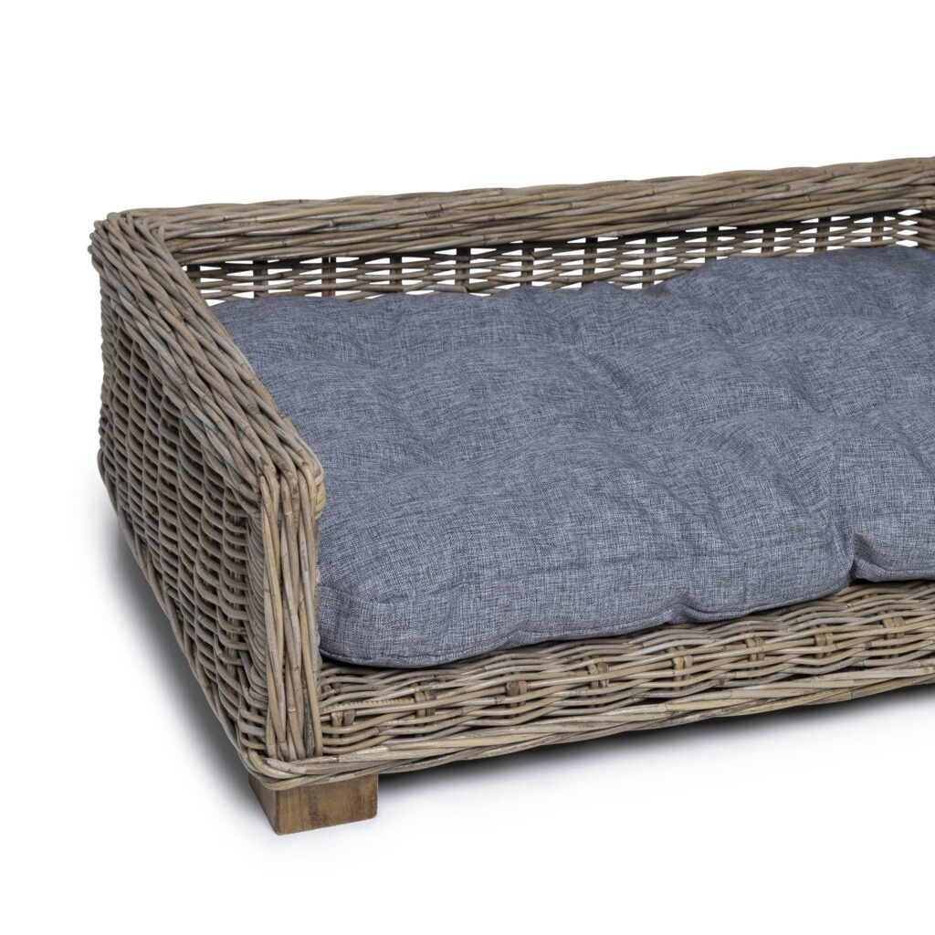 Rattan Dog Basket Rectangle - 90 cm long - Natural Gray - PVB Collection