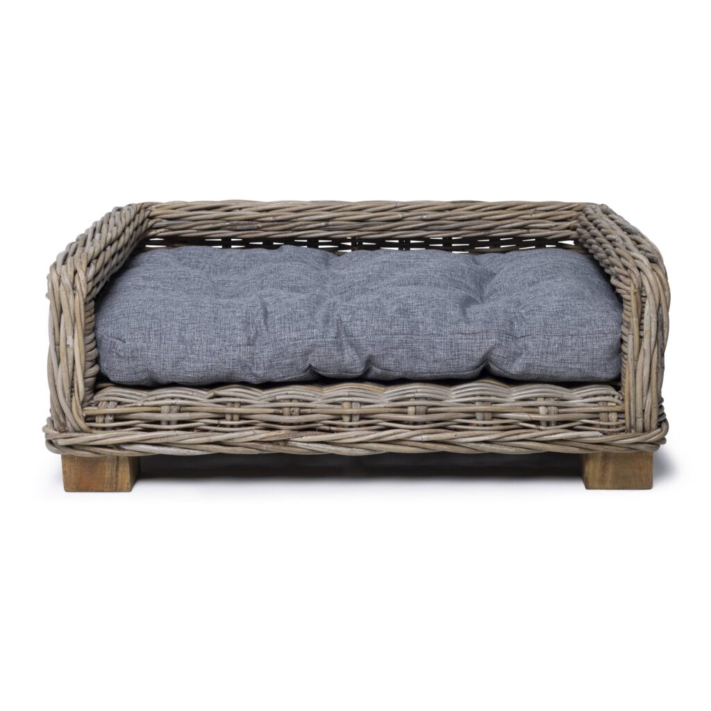 Rattan Dog Basket Rectangle - 70 cm long - Natural Gray - PVB Collection