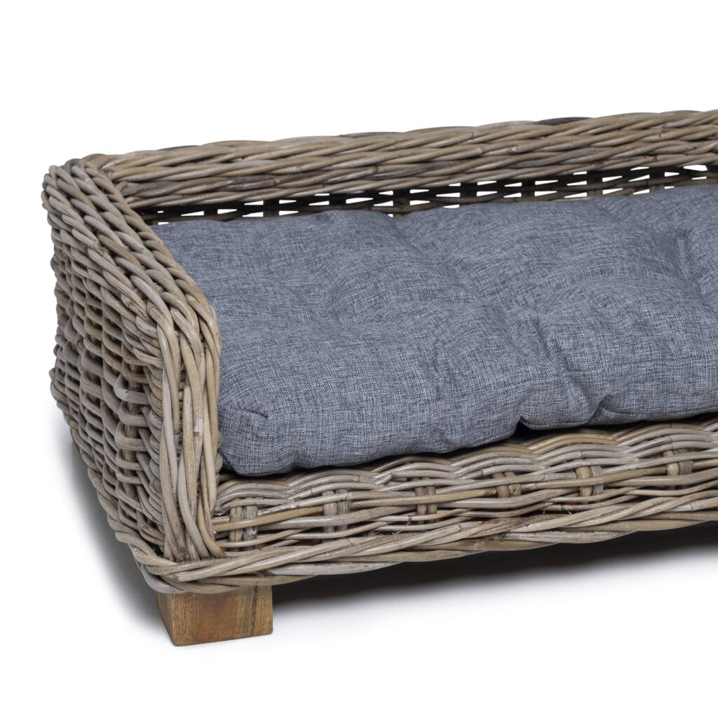 Rattan Dog Basket Rectangle - 70 cm long - Natural Gray - PVB Collection